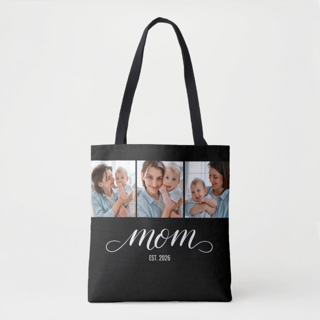 Tote Bag Maman a établi un script noir 3 Photo (Devant)