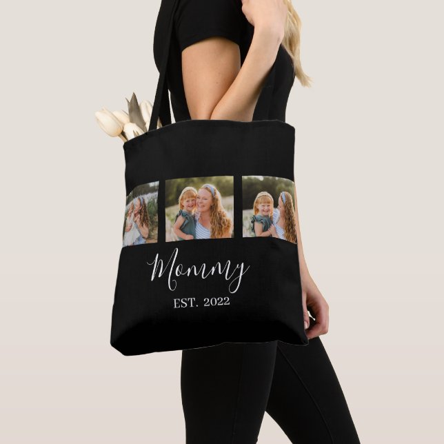 Tote Bag Maman a établi un script noir 3 Photo (De près)