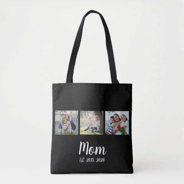Tote Bag Maman a établi un script noir 3 Photo (Devant)