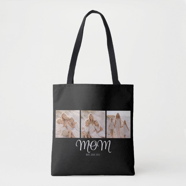 Tote Bag Maman a établi un script noir 3 Photo (Devant)