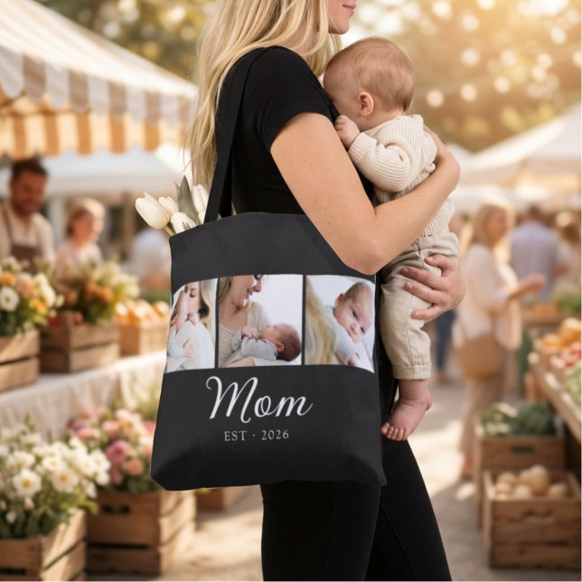 Tote Bag Maman a établi un script noir 3 Photo  (Créateur téléchargé)