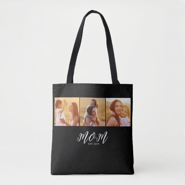 Tote Bag Maman a établi un script noir 3 Photo (Devant)