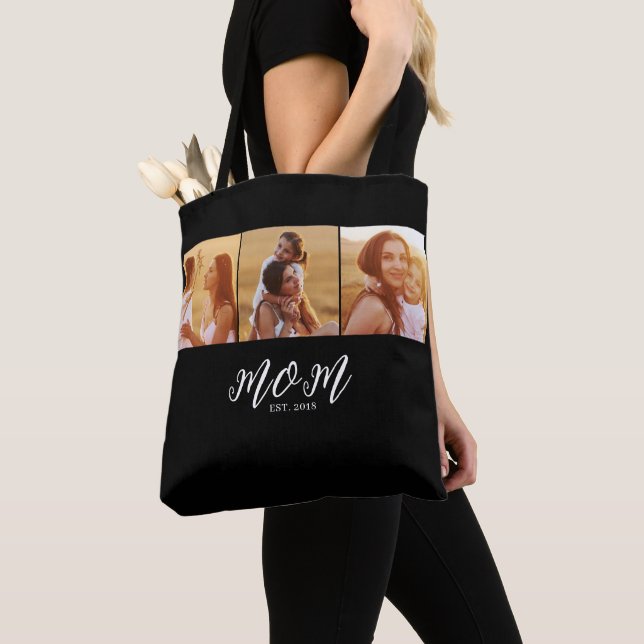 Tote Bag Maman a établi un script noir 3 Photo (De près)
