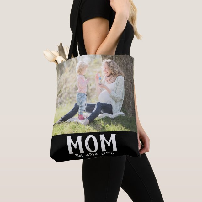 Tote Bag Maman a établi un script noir Cadeau photo  (De près)