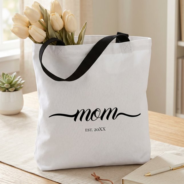 Tote Bag Maman a établi un script personnalisé Année Mère  (Créateur téléchargé)