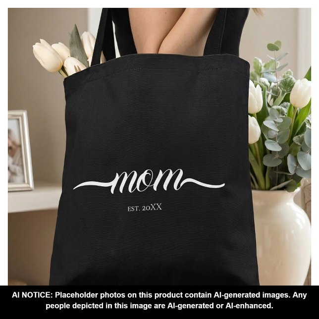 Tote Bag Maman a établi un script personnalisé Année Mère  (Créateur téléchargé)