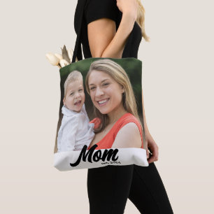 Tote Bag Maman a établi un script photo blanc