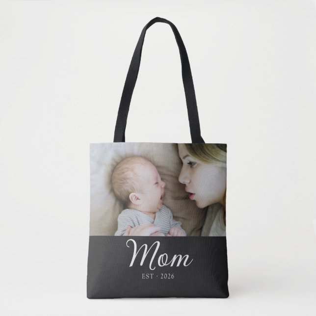 Tote Bag Maman a établi un script photo noir  (Devant)