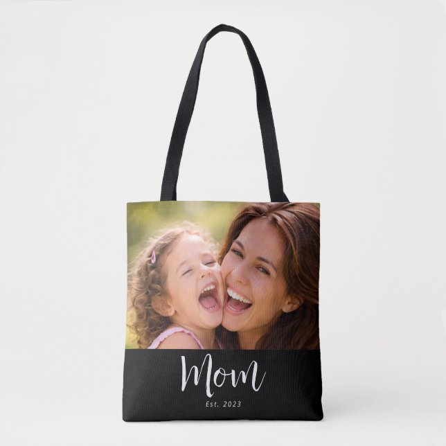 Tote Bag Maman a établi un script photo noir (Devant)