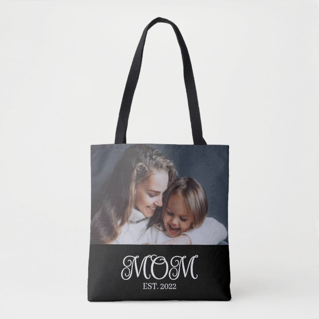 Tote Bag Maman a établi un script photo noir (Devant)