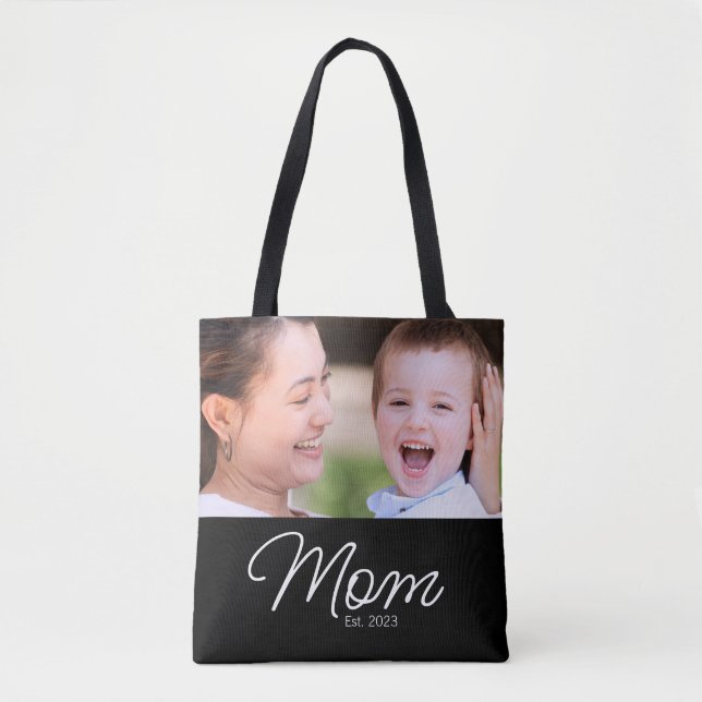 Tote Bag Maman a établi un script photo noir (Devant)