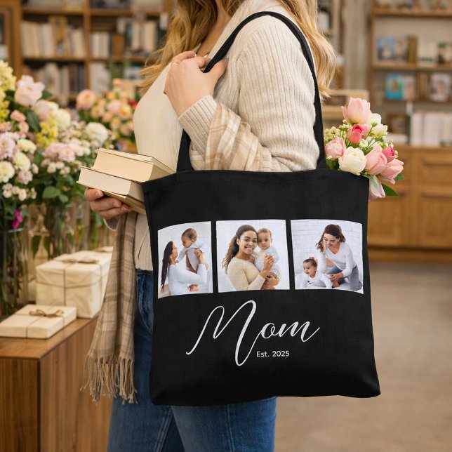 Tote Bag Maman a établi un script photo noir (Créateur téléchargé)
