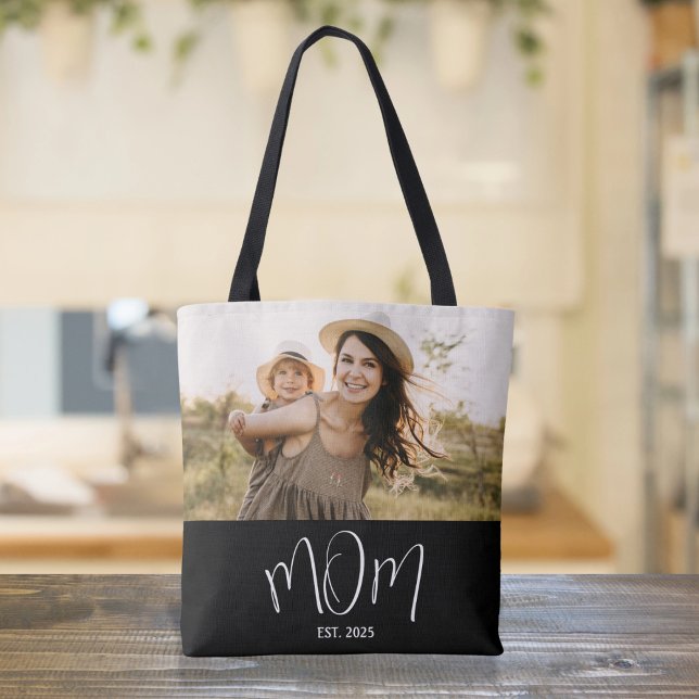 Tote Bag Maman a établi un script photo noir (Créateur téléchargé)
