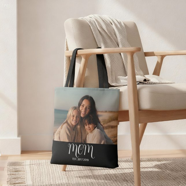 Tote Bag Maman a établi un script photo noir (Créateur téléchargé)