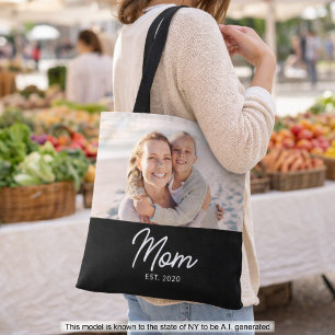 Tote Bag Maman a établi un script photo noir 