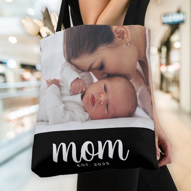 Tote Bag Maman a établi un script photo noir (Créateur téléchargé)