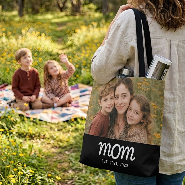 Tote Bag Maman a établi un script photo noir (Créateur téléchargé)