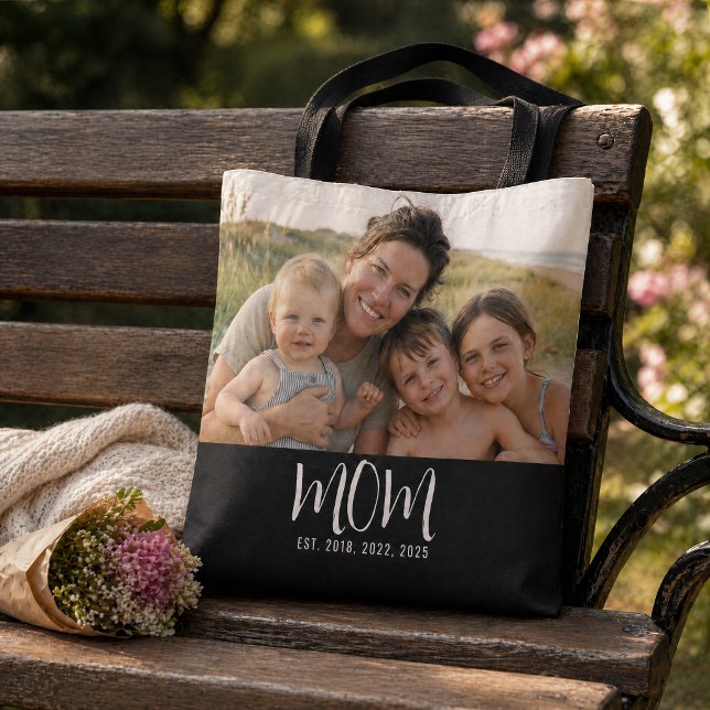 Tote Bag Maman a établi un script photo noir  (Créateur téléchargé)