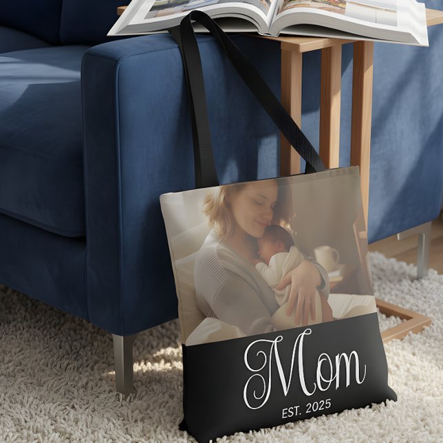 Tote Bag Maman a établi un script photo noir (Créateur téléchargé)