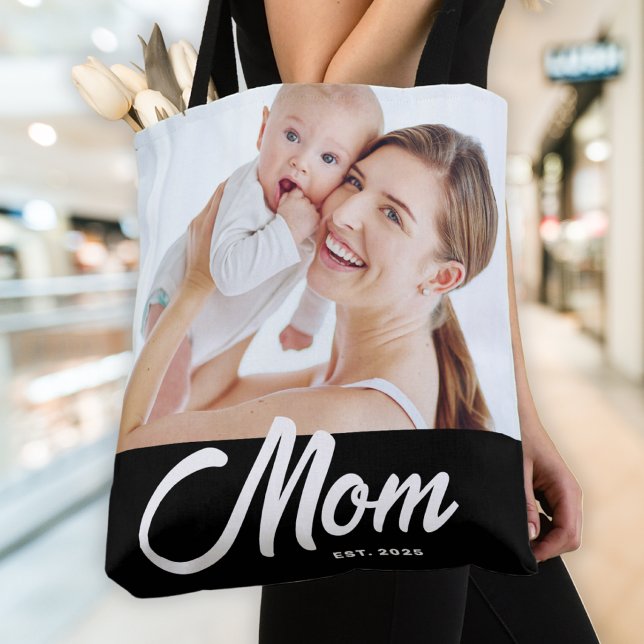 Tote Bag Maman a établi un script photo noir (Créateur téléchargé)