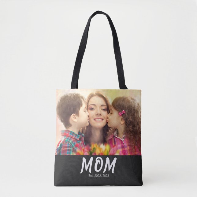 Tote Bag Maman a établi un script photo noir (Devant)