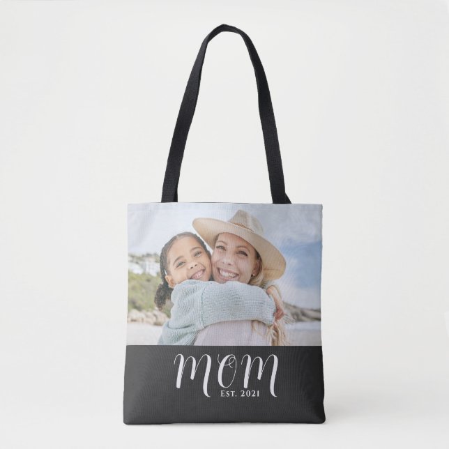 Tote Bag Maman a établi un script photo noir (Devant)