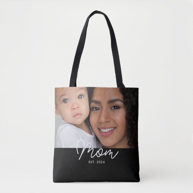 Tote Bag Maman a établi un script photo noir (Devant)