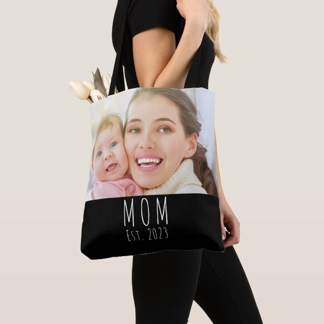 Tote Bag Maman a établi un script photo noir  (De près)