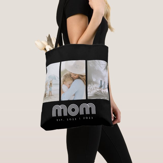 Tote Bag Maman a établi un script rétro noir 3 Photo (De près)