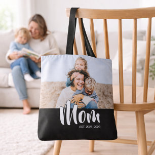 Tote Bag Maman a établi une photo noire de script