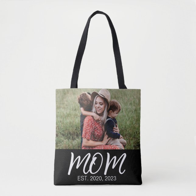 Tote Bag Maman a établi une photo noire de script (Devant)