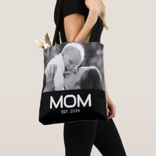 Tote Bag Maman a établi une photo noire en gras