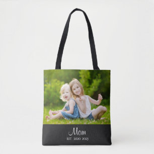 Tote Bag Maman a établi une photo noire Script