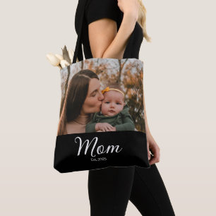 Tote Bag Maman a établi une photo noire Script