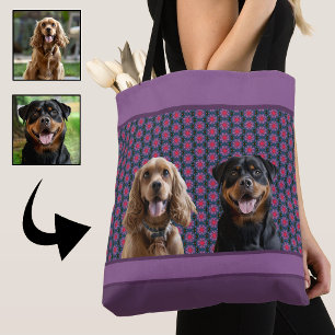 Tote Bag Maman amateur de chien cadeau photo moderne bleu v