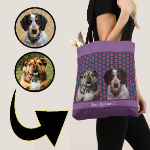 Tote Bag Maman amateur de chien cadeau photo moderne bleu v