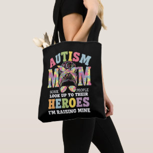 Tote Bag Maman autiste élevant un héros, chignon désordonné