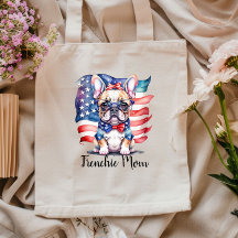 Maman Bouledogue Français Drapeau USA Patriotique 
