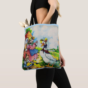 Tote Bag Maman chat et bébé chat visitent des canards des a