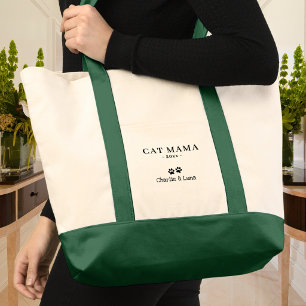 Tote Bag Maman Chat Minimaliste Nom de Chat Personnalisé