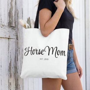 Tote Bag Maman Cheval Écriture Noire Établi