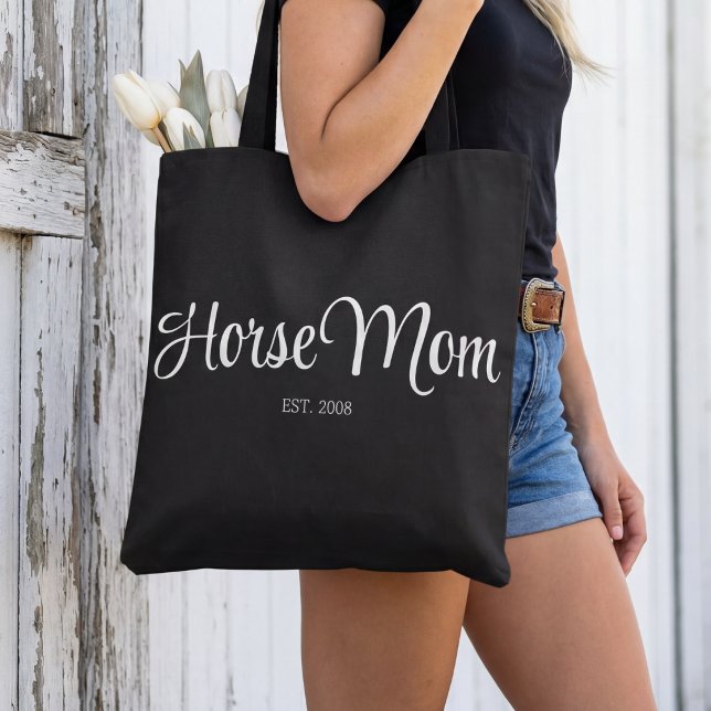 Tote Bag Maman Cheval Écriture Noire Établi (Créateur téléchargé)