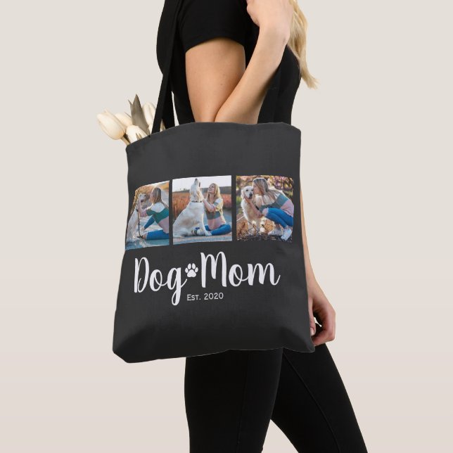 Tote Bag Maman Chien Établi Script Noir 3 Photo  (De près)