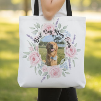 Tote Bag Maman Chien Florale – Le Meilleur Cadeau de Fête d