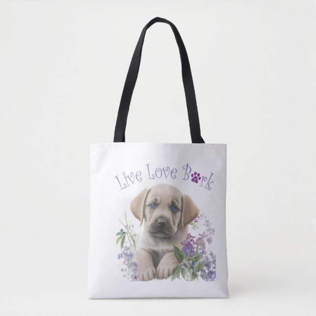 Tote Bag Maman Chien Labrador Floral (Devant)