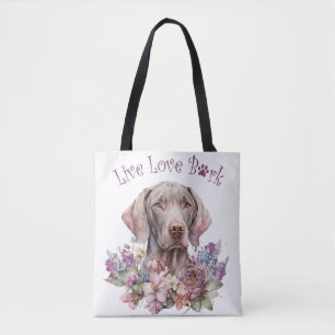 Tote Bag Maman Chien Weimaraner Floral