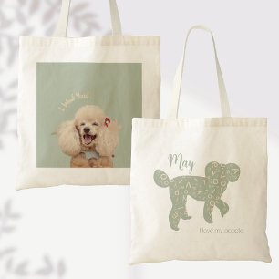 Tote Bag Maman Chienne Caniche Photo Personnalisé Vert Saug