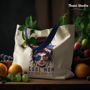 Tote Bag Maman cool vote Vintage Messy Hair Lady élection