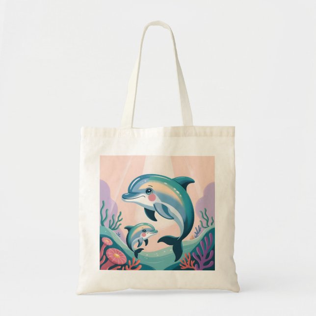 Tote Bag Maman dauphin et bébé (Devant)