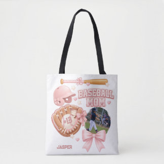 Tote Bag Maman de baseball Photo Rose Coquette Sports